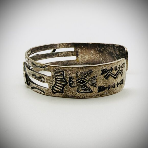 Vintage Southwest-Style Thunderbird & Snake Motif Cuff - Picture 3 of 4